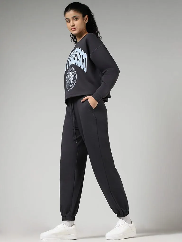 Studiofit Solid Grey Cotton Track Pants