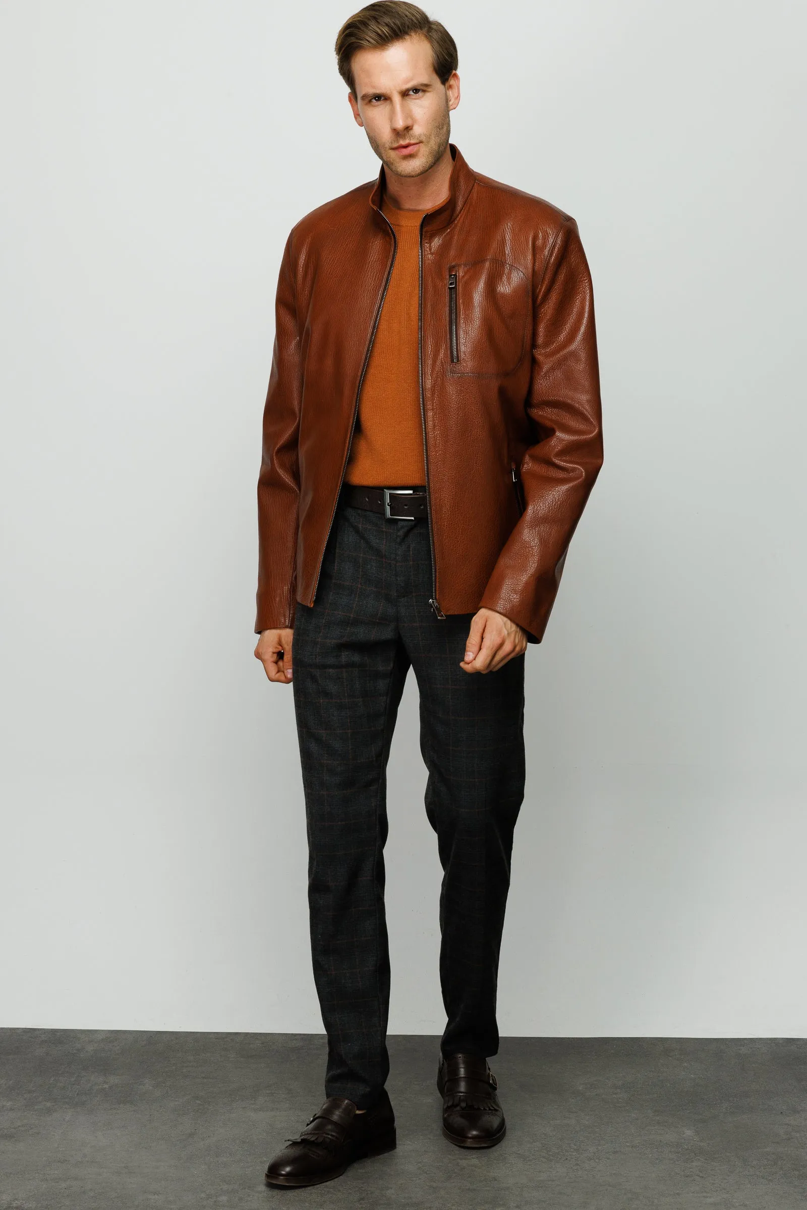 The Elgin Brown Leather Men Jacket