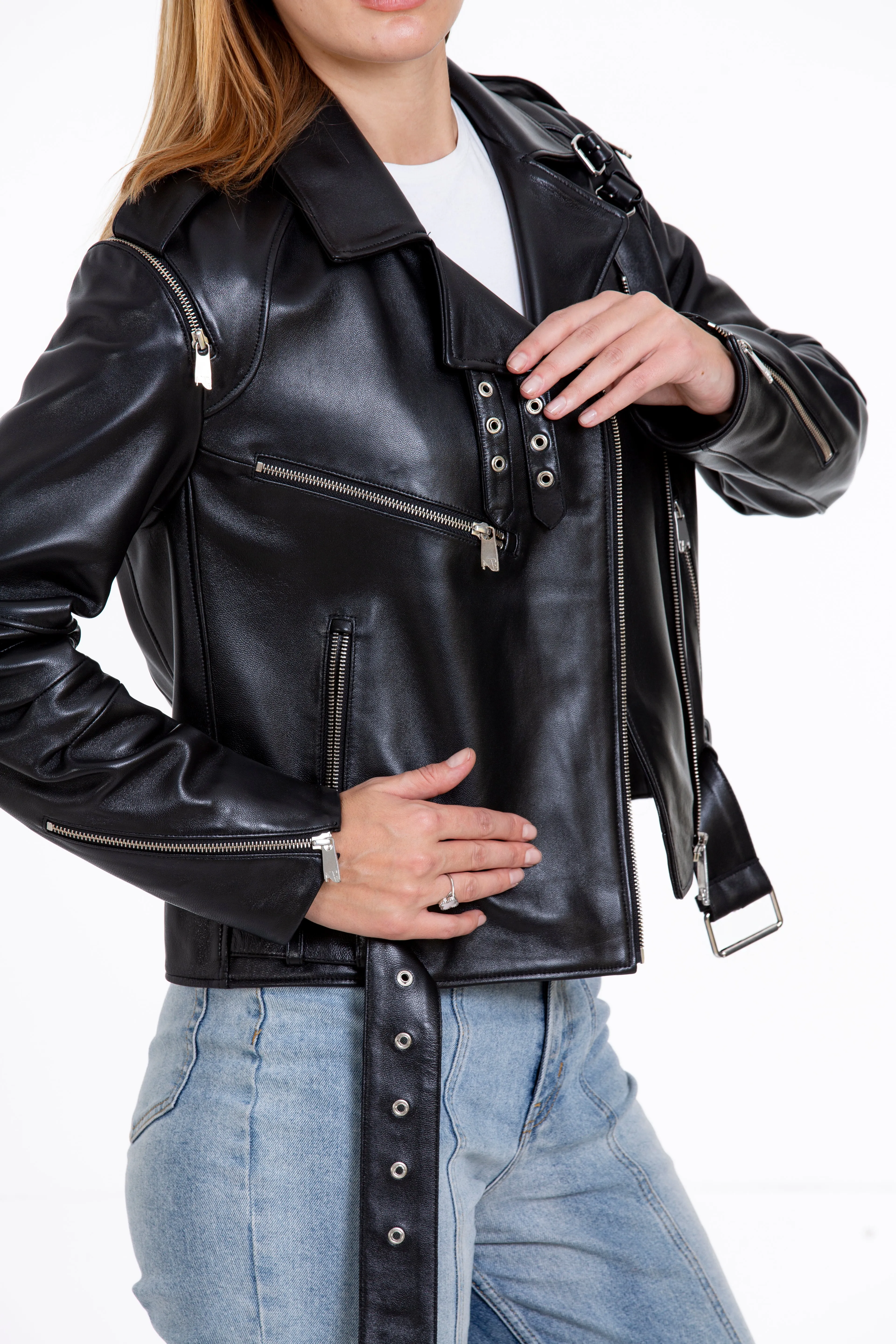 The Esquerra Leather Black Women Jacket