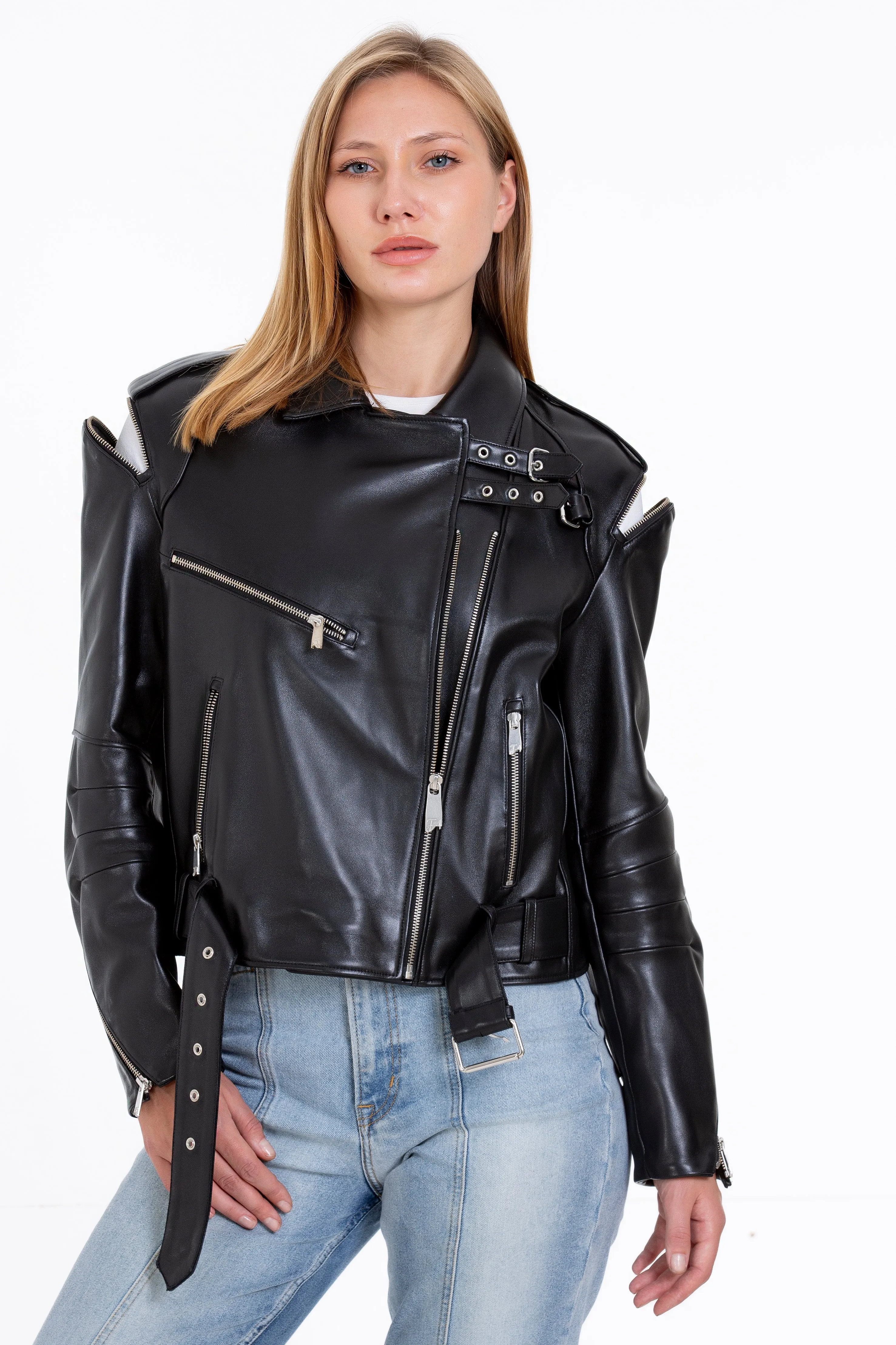 The Esquerra Leather Black Women Jacket