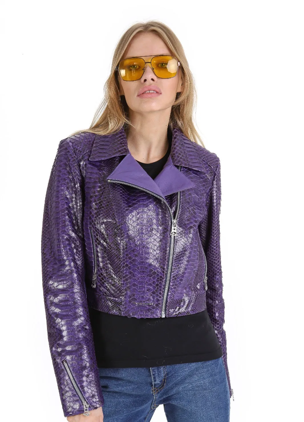 The Rubert Purple  Pyht Leather Women Jacket