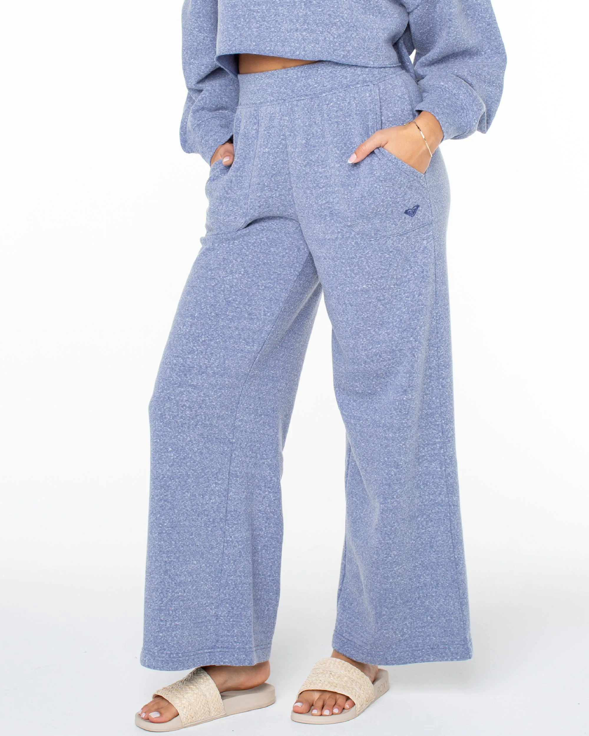 What A Dream Wide Leg Fleece Pants - Coastal Fjord