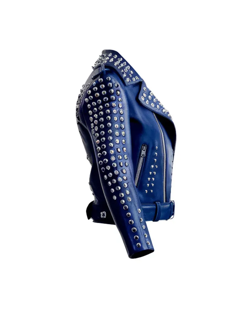 Women's Spiked Studded Leather Brando Jacket