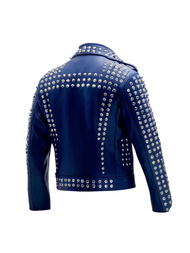 Women's Spiked Studded Leather Brando Jacket